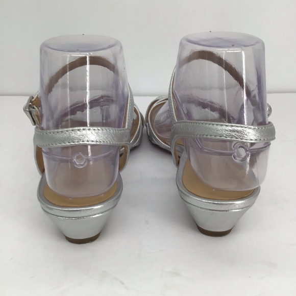 Talbots Capri Nappa Mini-Wedge Leather Sandal Silver Resort Summer Size 7 - Picture 5 of 10